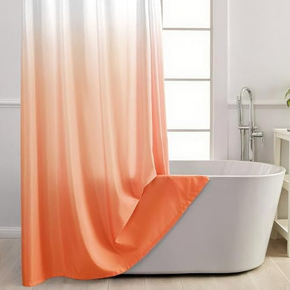No Hook Shower Curtain and Liner Set for Bathroom, Ombre Orange, 71" x 74"