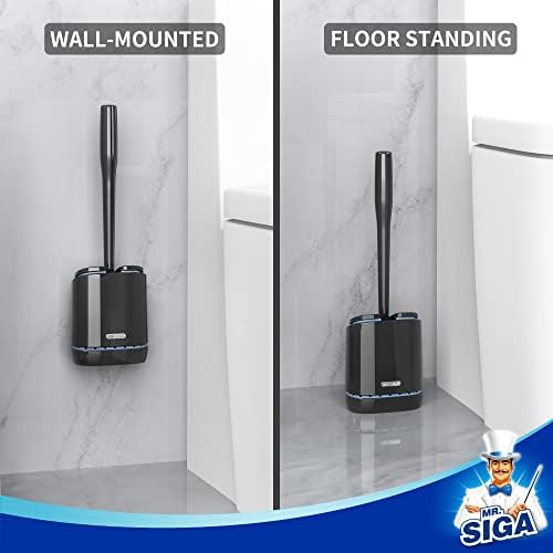 MR.SIGA Toilet Bowl Brush and Holder, Wall Mounted Toilet Brush, Black