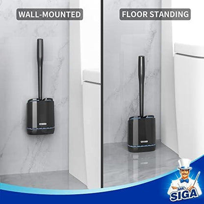 MR.SIGA Toilet Bowl Brush and Holder, Wall Mounted Toilet Brush, Black