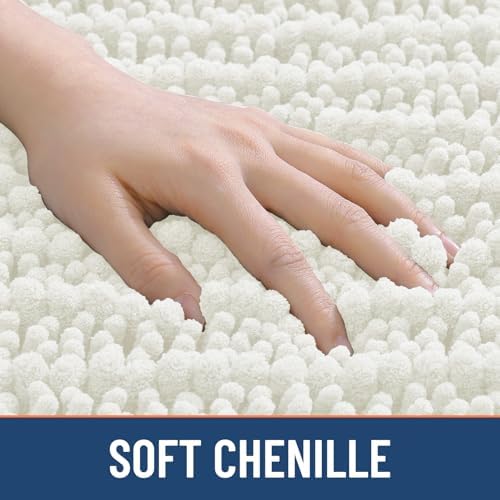 Smiry Bathroom Rugs 30X20, Extra Soft Rubber Backing Chenille Bath Mats