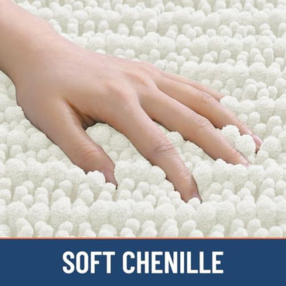 Smiry Bathroom Rugs 30X20, Extra Soft Rubber Backing Chenille Bath Mats