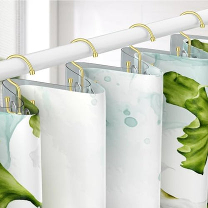 Goowin Shower Curtain Hooks, Shower Curtain Rings, Durable Gold Shower Curtain Hangers, Smooth Glide Double Hook Shower Curtain Hooks, Simple Shower Hooks for Shower Curtain, Gold, 24 Pack-Cylinders