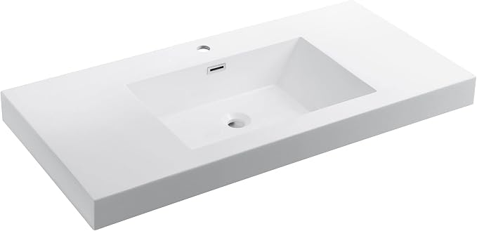 Dowell 48" Bathroom Sink,Single Bowl Vanity Basin,Rectangular Drop-In Bathroom Sink with Overflow,White-000 4818BPS