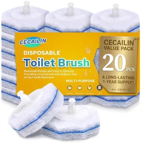20pcs Disposable Toilet Brush Refills, Replacement Scrubber Heads