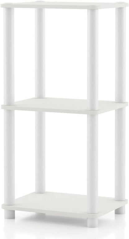 Homes: Inside + Out Apexa Modern 3-Tier Narrow Shelving Units, Collectibles Display Shelves, Easy Assembly Standing Shelf, Home Storage Organizer for Living Room, Bedroom, Office, White
