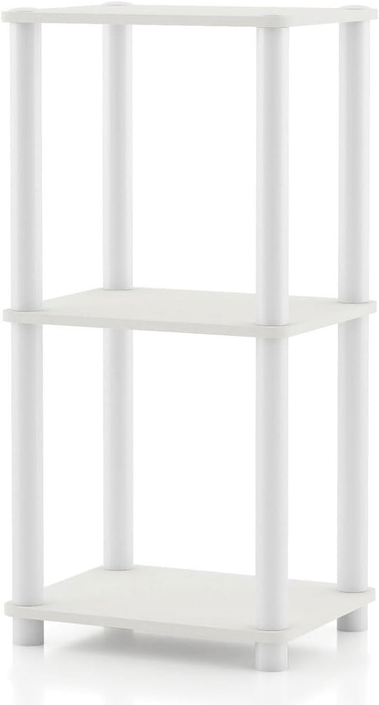 Homes: Inside + Out Apexa Modern 3-Tier Narrow Shelving Units, Collectibles Display Shelves, Easy Assembly Standing Shelf, Home Storage Organizer for Living Room, Bedroom, Office, White