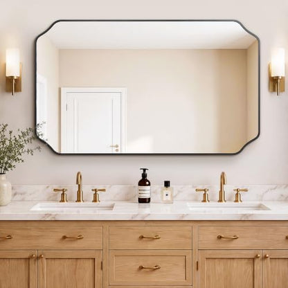 Vanity Bathroom Mirror for Over Sink, 50"x30", Black Metal Framed