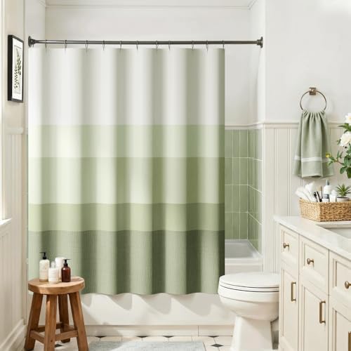 jinchan Ombre Forest Green Shower Curtain for Bathroom 70x60 Inch 12 Hooks