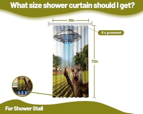 Small Stall Narrow Shower Curtain 36 x 72 Inch Funny Otter Stand Up Cute Animal Shower Curtains for Rv Camper Bathroom Decor Sets, Waterproof Cloth Fabric with Hooks