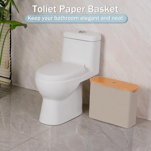 efluky Toilet Paper Basket with Lid, Toilet Paper Organizer for Bathroom, Free Standing Toilet Paper Holder with Storage, Brownbeige