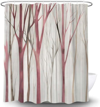 Birch Forest Abstract Shower Curtain Farmhouse Bathroom Decor 72X72 Inch