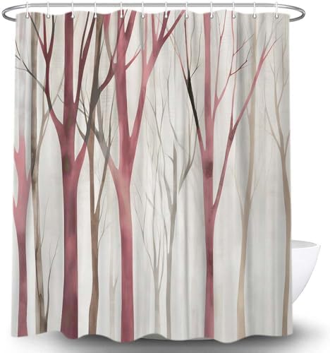 Birch Forest Abstract Shower Curtain Farmhouse Bathroom Decor 47X64 Inch