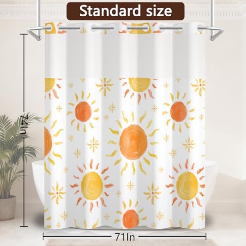 No Hook Shower Curtain for Kids with Snap-in Liner 71x74 Inch