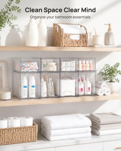 Vtopmart Clear Stackable Storage Drawers Set of 8, Plastic Organizer Bins