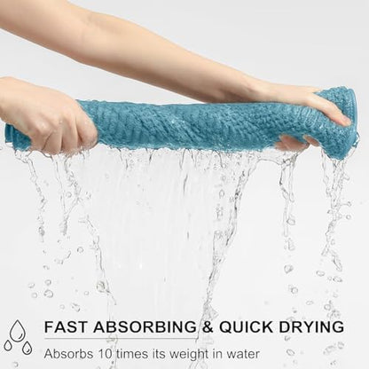8 Piece Bath Towel Set-2 Oversized Bath Sheets(35"x70"),2 Hand Towels,4 Washcloths-Extra Large Microfiber Towel Sets,Less Lint Highly Absorbent & Quick Dry Bath Towels for Bathroom Gym Pool,Turquoise