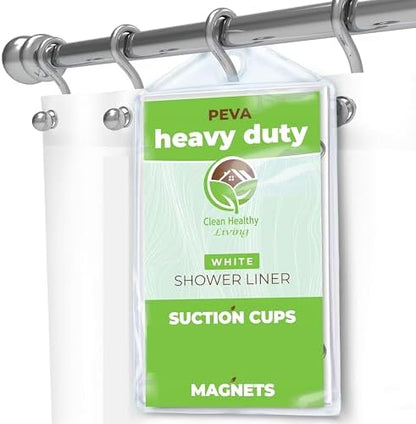 Clean Healthy Living Heavy-Duty PEVA Shower Liner, White, 70 x 72 in