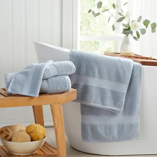 Springtree Home 100% Cotton Luxury Hotel Bath Towel Set | 6-Piece Set Blue