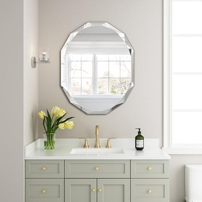 Silver Wall Mirror-Beveled Edge Frameless Mirror for Bathroom, Vanity, Bedroom, Rectangle Mirrors（24X30inch）