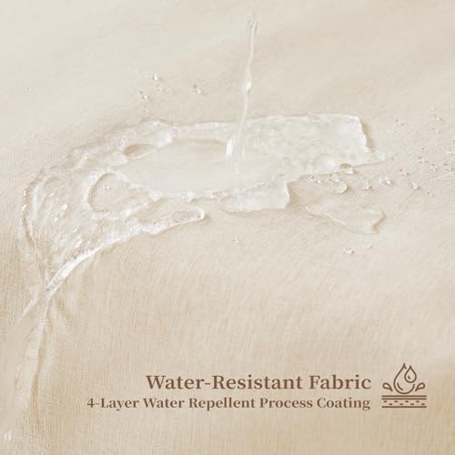 BTTN 108x72 Boho Scalloped Linen Textured Cloth Shower Curtain, Beige/Cream