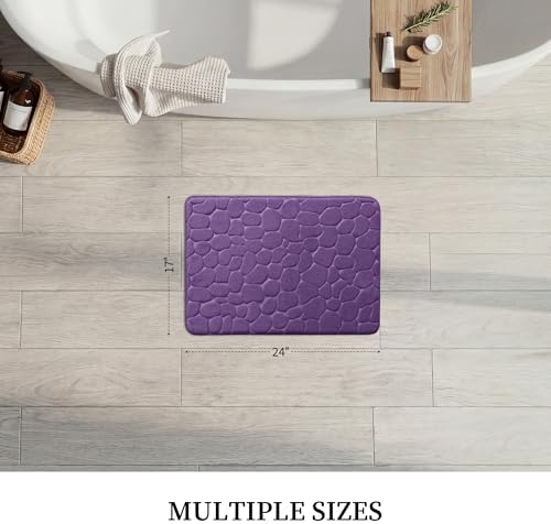 YIHOUSE Memory Foam Bath Mat Cobblestone Bathroom Rugs Super Water Absorbent Bath Mats for Bathroom Machine Washable Bath Rugs(17 x 24,Eggplant)