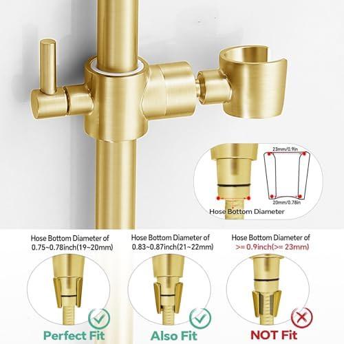 Shower Slide Bar Adjustable Handheld Shower Head Holder Wall Mount - 30inch All-Metal Shower Head Slide Bar Compatible with Bathroom Drill Free Glue Installation - Brushed Gold