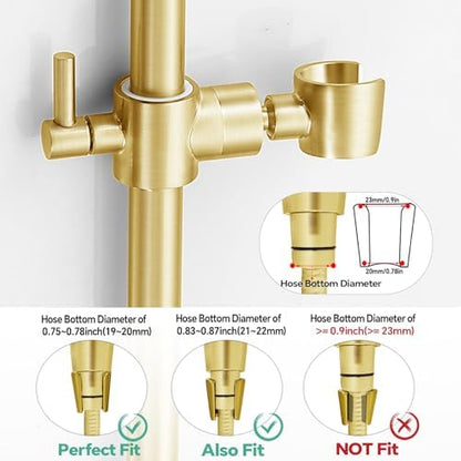 Shower Slide Bar Adjustable Handheld Shower Head Holder Wall Mount - 30inch All-Metal Shower Head Slide Bar Compatible with Bathroom Drill Free Glue Installation - Brushed Gold