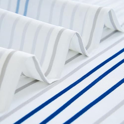 jinchan Blue Grey White Casual Striped Shower Curtain Modern Waterproof Fabric Aesthetic Abstract Shower Curtains for Bathroom Spa Hotel with 12 Hooks 70x72 inches