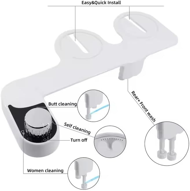 Bidet Attachment for Toilet, Self Cleaning Bidet Attachment with Adjustable Cold Water Pressure, Front and Rear Wash for Women and Men, Premium Bathroom Accessory by anees