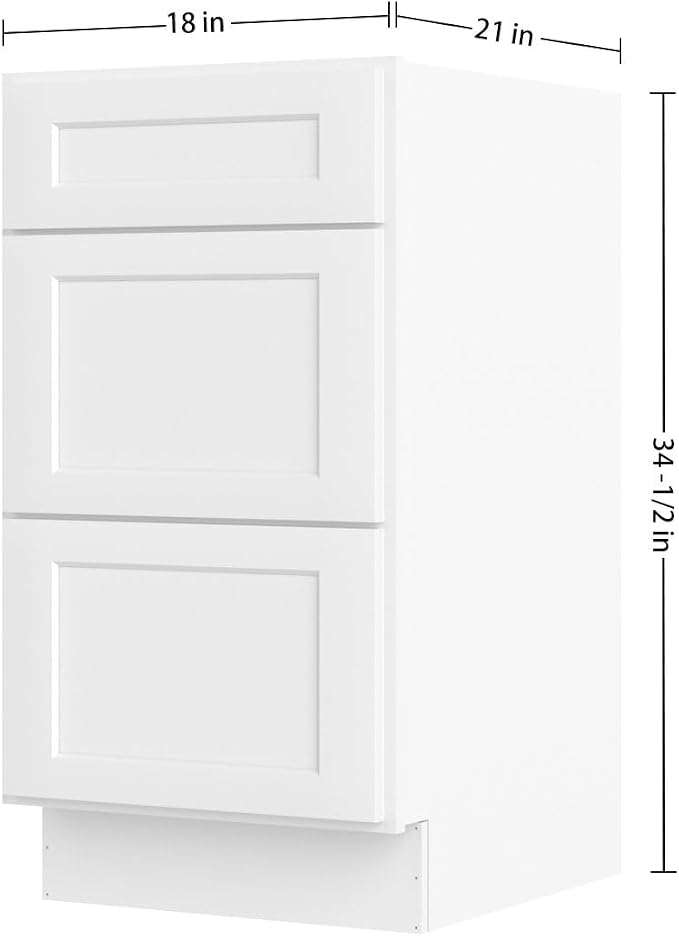 Furinno Shaker Bath Vanity Cabinet Without Top, Ready to Assemble, 21 D x 18 W x 34.5 H, White