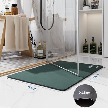 Diatomaceous Earth Bath Mat Stone Bath Mats for Bathroom,17"x27",Dark Green