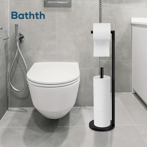 Toilet Paper Holder Stand, Black Toilet Paper Holder Free Standing