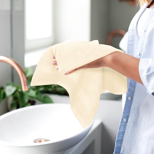GLAMBURG Ultra Soft 6-Piece Hand Towel Set 16x28-100% Ringspun Cotton - Durable & Highly Absorbent Hand Towels - Ideal for use in Bathroom, Kitchen, Gym, Spa & General Cleaning - Ivory