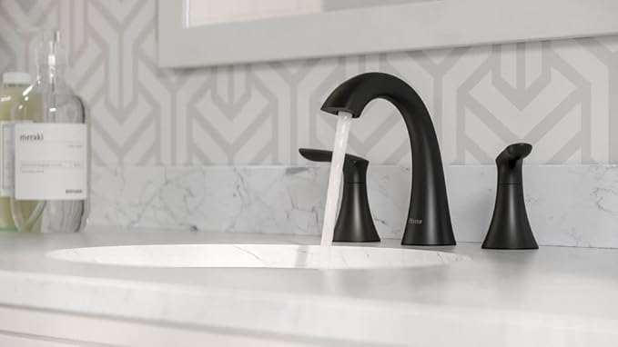 Pfister Weller Bathroom Sink Faucet, 8-Inch Widespread, 2-Handle, 3-Hole, Matte Black Finish, LG49WR0B