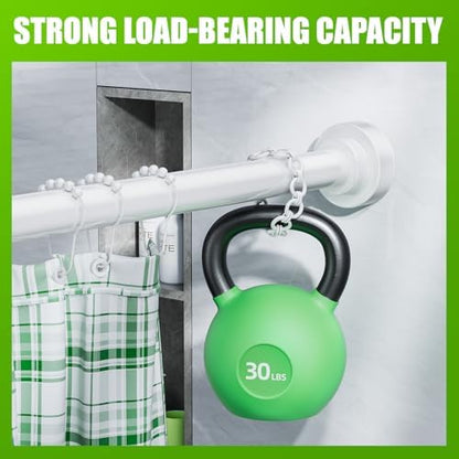 Ausemku Shower Curtain Rod - 32-43 Inch Rustproof Tension Rod, Non-Slip Spring Design, No Drilling Adjustable Curtain Rod for Bathroom, Kitchen, and Closet（White）