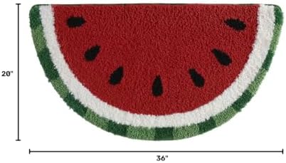 DEXI Cute Watermelon Bath Mat, Half Round Fruit Bathroom Rugs 36x20