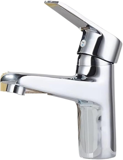 Faucet Chrome Bathroom Basin Single Hole Deck Mount Mixer Kitchen Sink Hot and Cold Water Faucet with G1/2 Hose(Chrome) Faucet