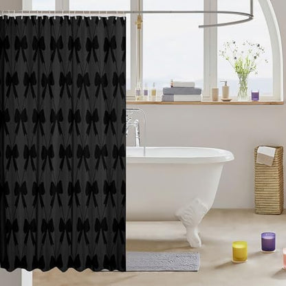 jejeloiu Cute Bow Black Bowknot Shower Curtain 72"x78" Bathroom