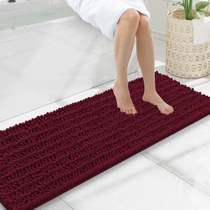 Smiry Bathroom Rugs 47X17, Extra Soft Rubber Backing Chenille Bath Mats