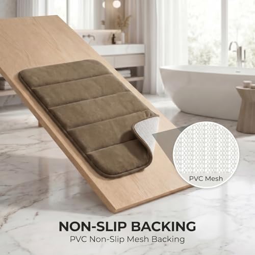 2 Piece Memory Foam Bath Mat Set, Extra Soft Absorbent Bathroom Rugs with U-Shaped Toilet Rug, Non-Slip Backing, Machine Washable, 24x16 + 20x20 U-Shaped, Coffee