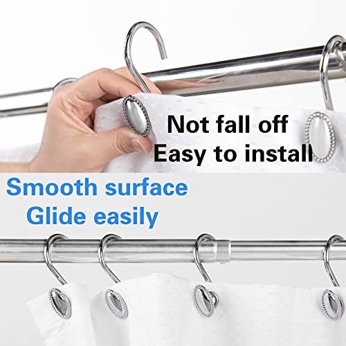 Chrome Shower Curtain Hooks, Anti-Rust Zinc Alloy Bathroom Rings