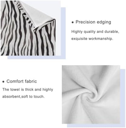 Naanle Trendy Simple Style Zebra Pattern Soft Decorative Set of 3 Towels, 1 Bath Towel+1 Hand Towel+1 Washcloth, Multipurpose for Bathroom, Hotel, Gym, Spa and Kitchen(Black White)