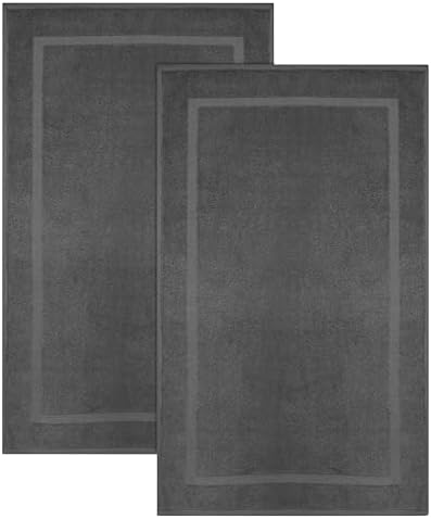 COTTON CRAFT Bath Mats - 2 Pack Tub Shower Floor Mat - 21x30- Charcoal Grey