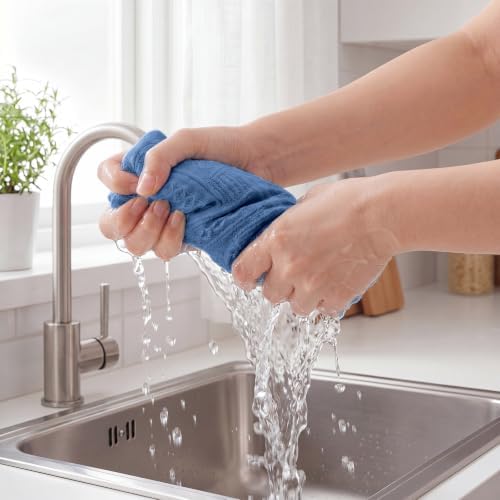 HunnmingRe 4 Pack Boho Hand Towel for Kitchen, Blue