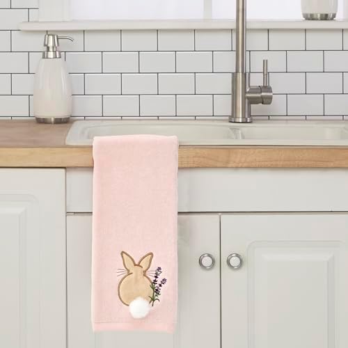 SKL Home Cotton Tail Hand Towel Set-2pc, 100% Cotton, 3D-Embroidered, Pink