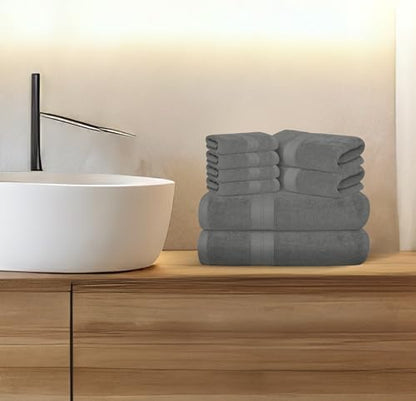 Avalon Towels Grey Bath Towels, Grey Towel Set, 8pc