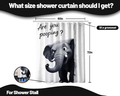 Funny Elephant Shower Curtain are You Pooping, 60x72 Inchs