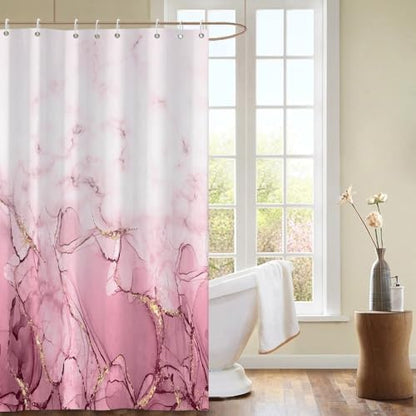 Pink Marble Stall Waterproof Shower Curtain 48x72 inches