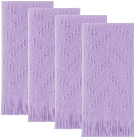 HunnmingRe 4 Pack Boho Hand Towel for Kitchen, Light Purple