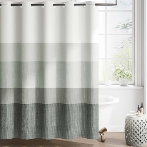 jinchan No Hook Shower Curtain for Bathroom Ombre Cloudy Grey 70x72 inch