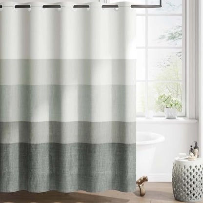 jinchan No Hook Shower Curtain for Bathroom Ombre Cloudy Grey 70x72 inch